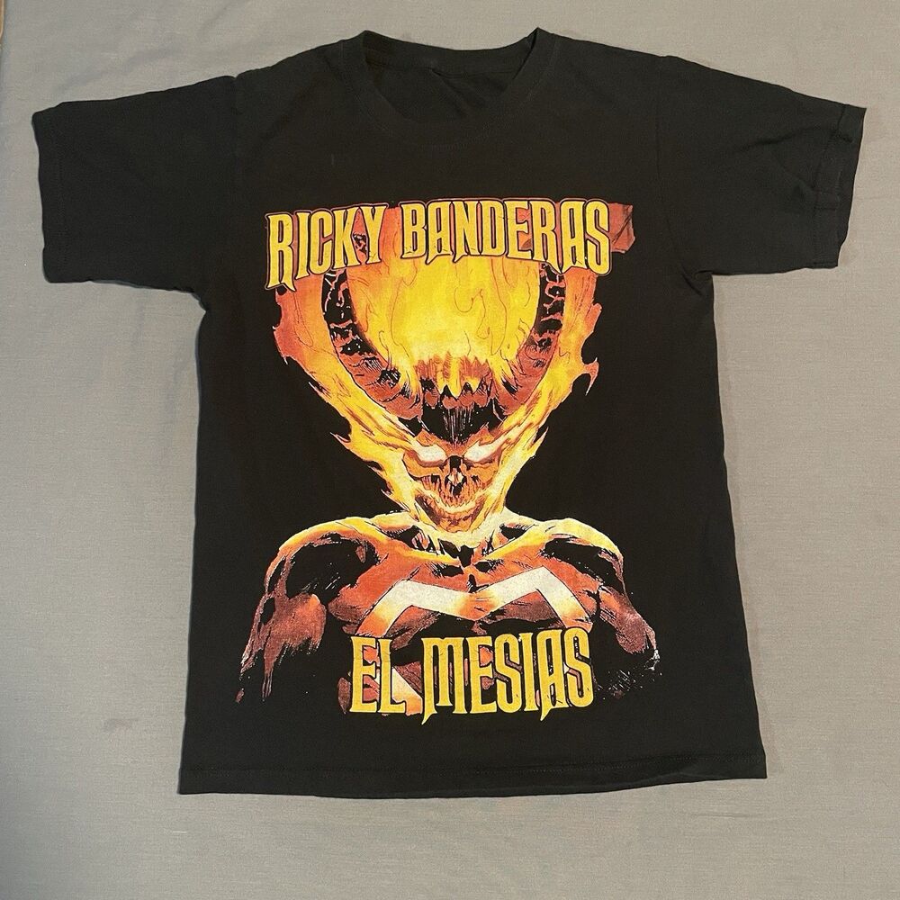 Vintage Ricky Banderas El Masias Men’s Shirt M Fire Demon Lucha Libre El Cremoso